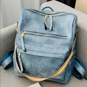 New Vintage Blue Backpack Purse